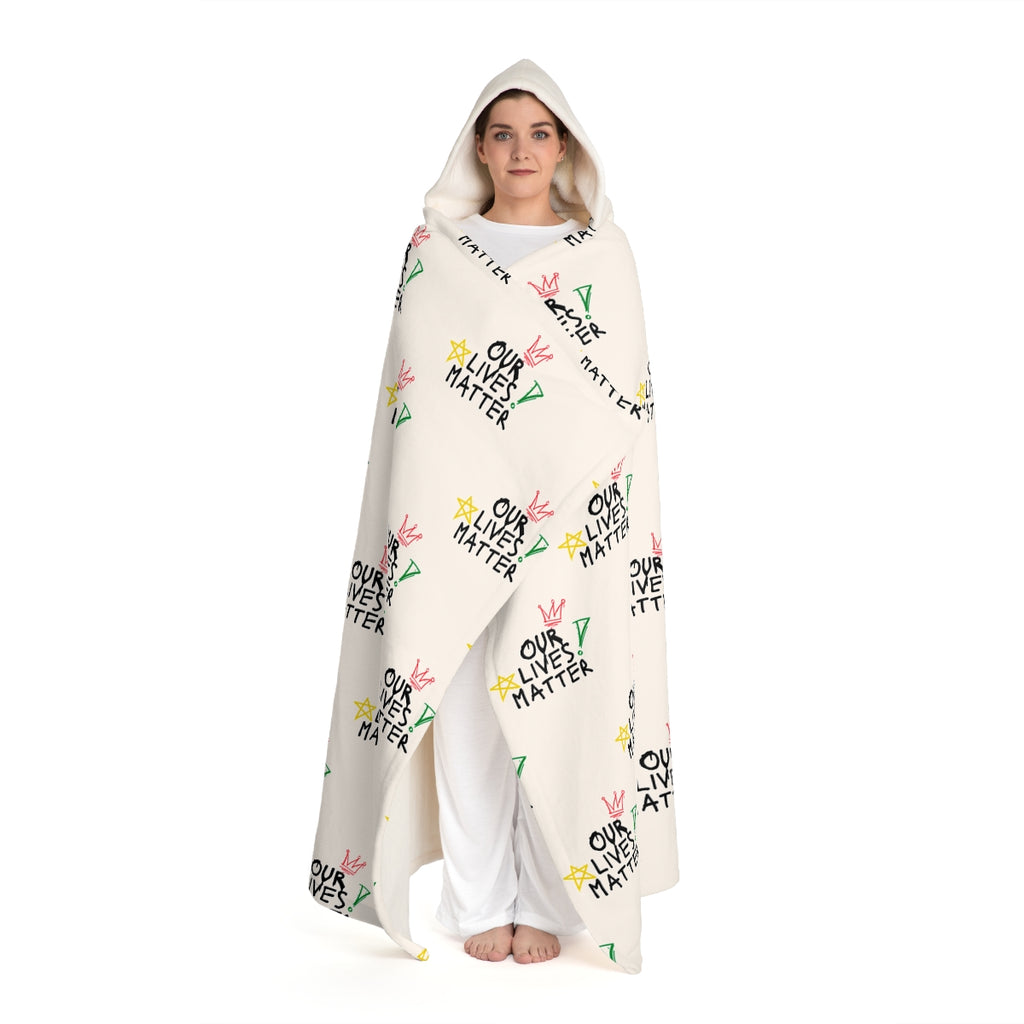 Hooded Sherpa Fleece Blanket (Our Lives Matter)