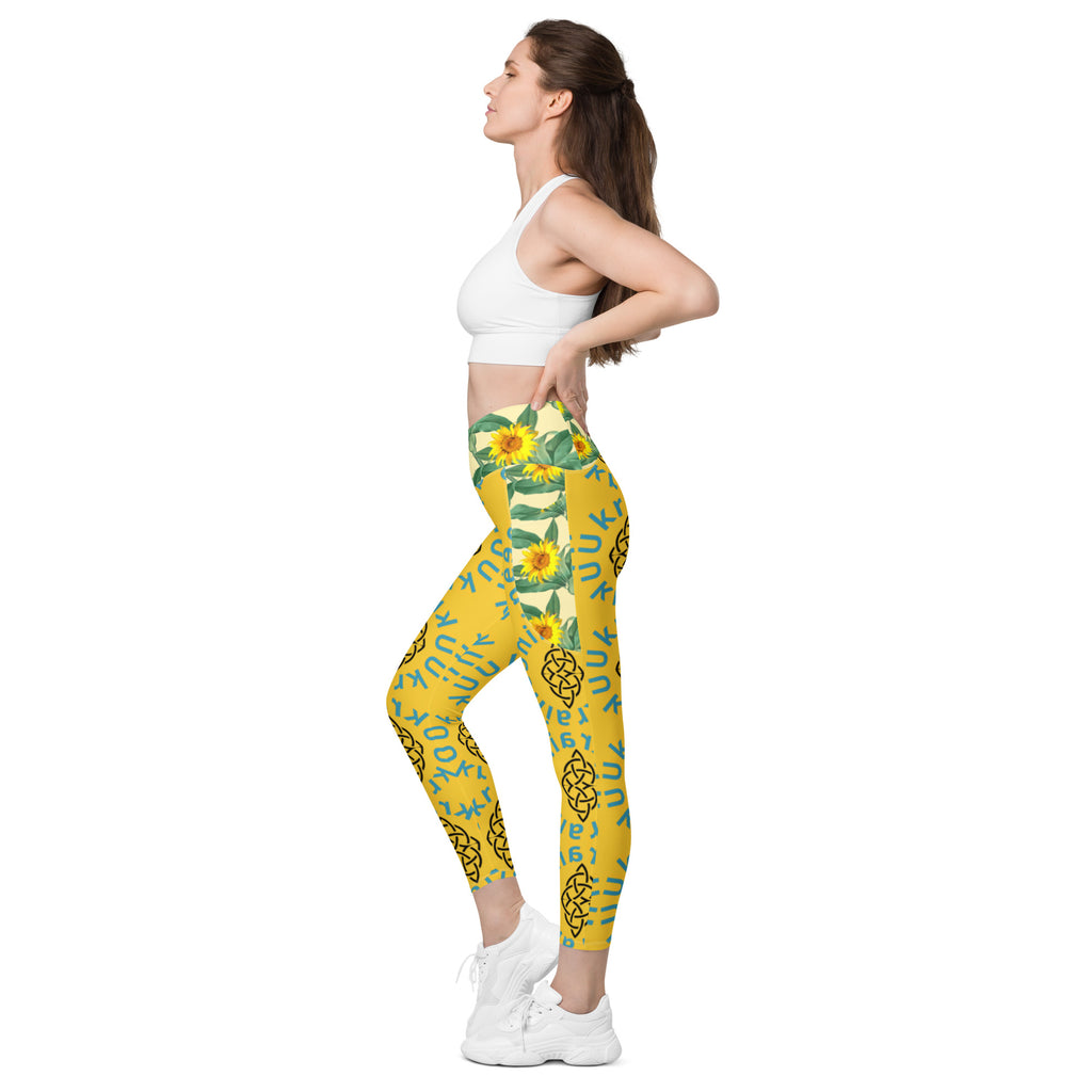 Crossover leggings with Sunflower pockets (We are with U!)