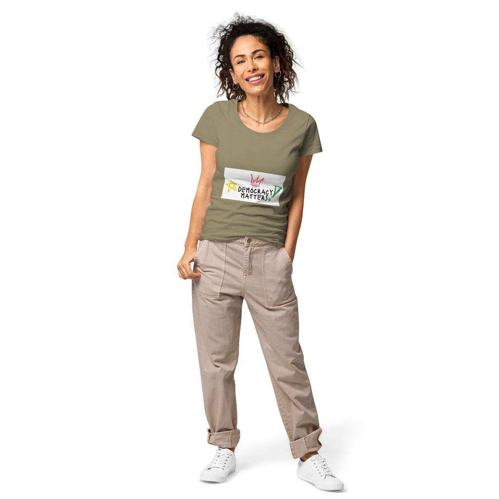 Women’s basic organic t-shirt (Democracy Matters)